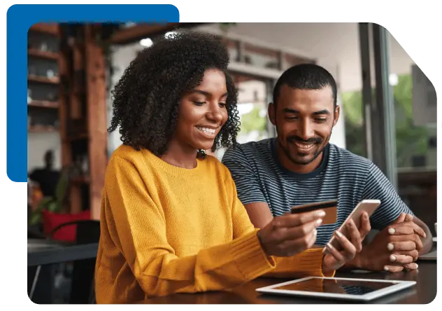 a couple making an online payment